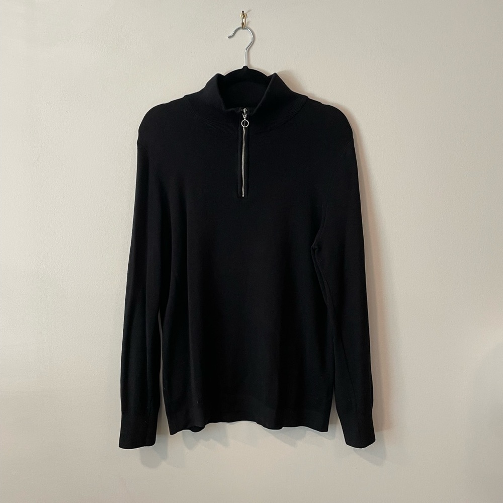 H&M Men's Black Quarter Zip-Up Sweater